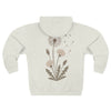 Women's Dandelion Zip Up Hoodie, Soft Cotton Floral Sweatshirt