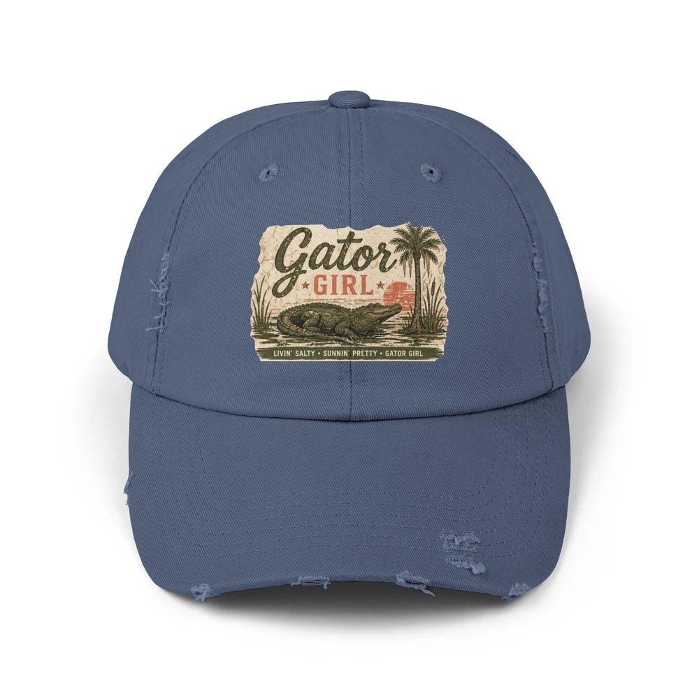 Gator Girl baseball cap | distressed alligator palm tree patch