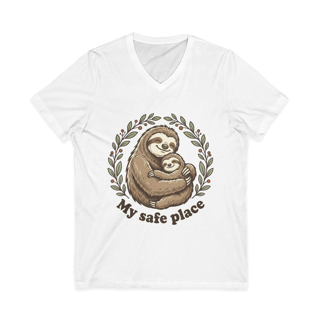 Mama Sloth Hugging Baby My Safe Place Tee | Sloth Family Animal Illustration