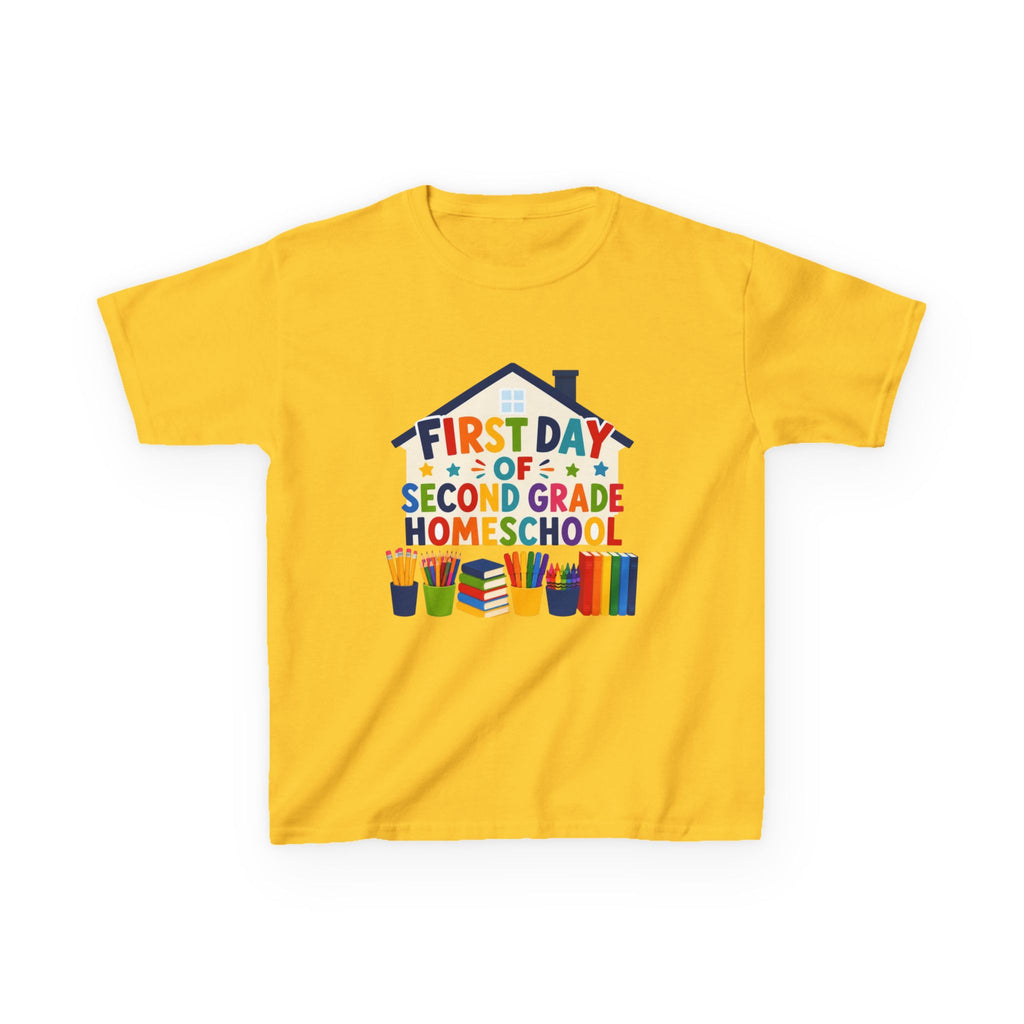 First Day of Second Grade Homeschool Kids Tee, Colorful School Supplies, Homeschool T-Shirt, Homeschool Gift for Kids