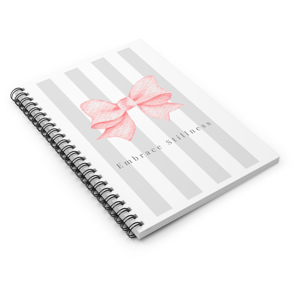 Pink Bow Embrace Stillness Notebook | Spiral Ruled