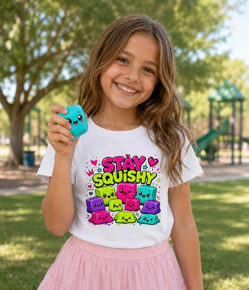 Stay Squishy Cute Youth Tee, Squishy Lovers Tee, Squishy Gift, Girl Birthday Gift, Colorful Kawaii Graphic