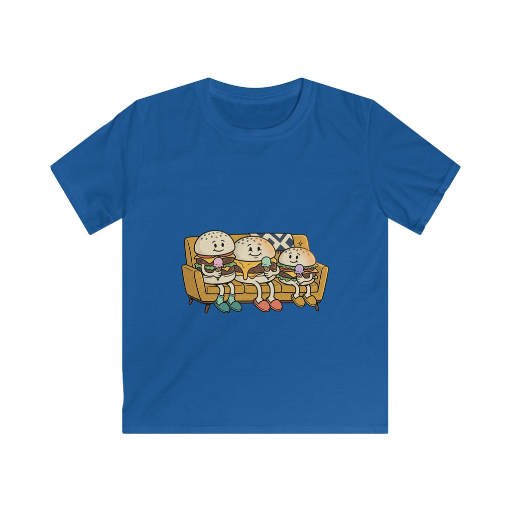 Cartoon Burger Family on Couch Tee | Kids graphic shirt, cute food characters