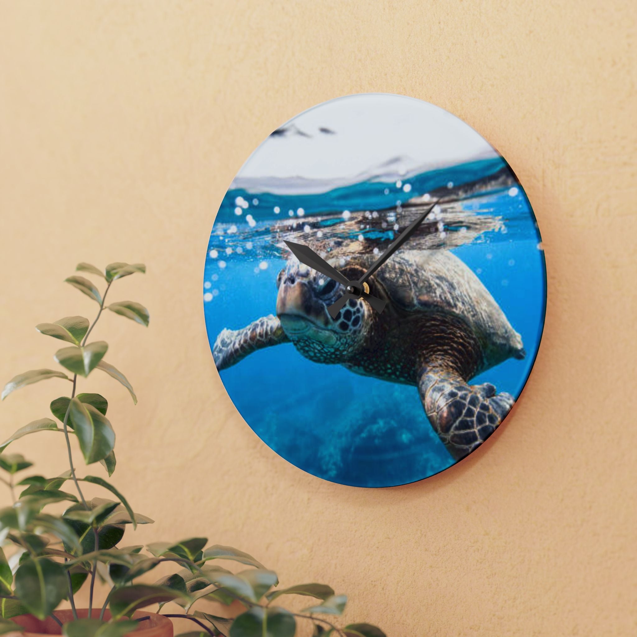 Sea Turtle Wall Clock, Ocean Photography, Coastal Decor, Under the Sea Turtle, Sea Turtle Lovers Gift, Beach Gift