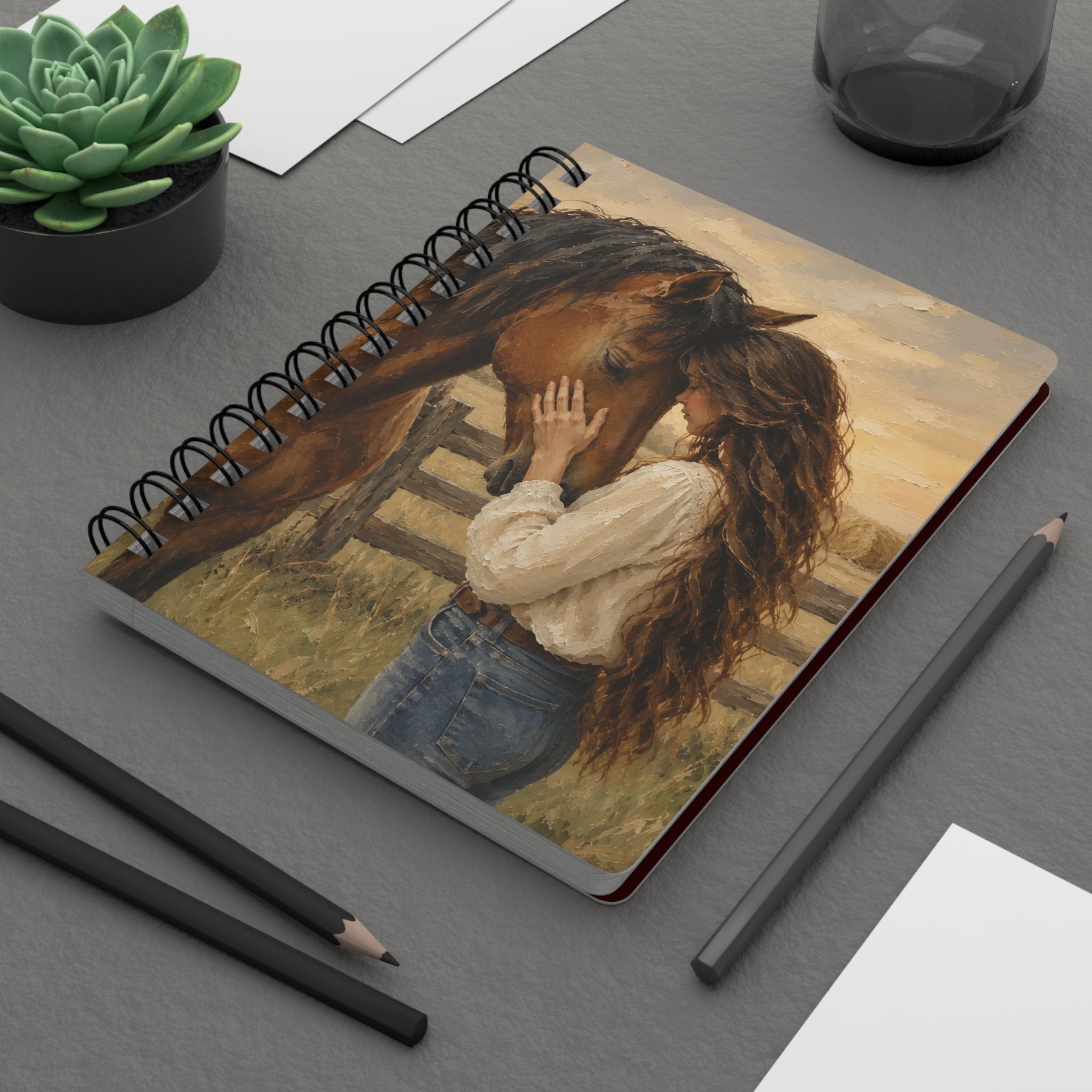 Horse Lover Spiral Journal, Cowgirl Notebook, Equestrian Lined Journal, Western Notebook