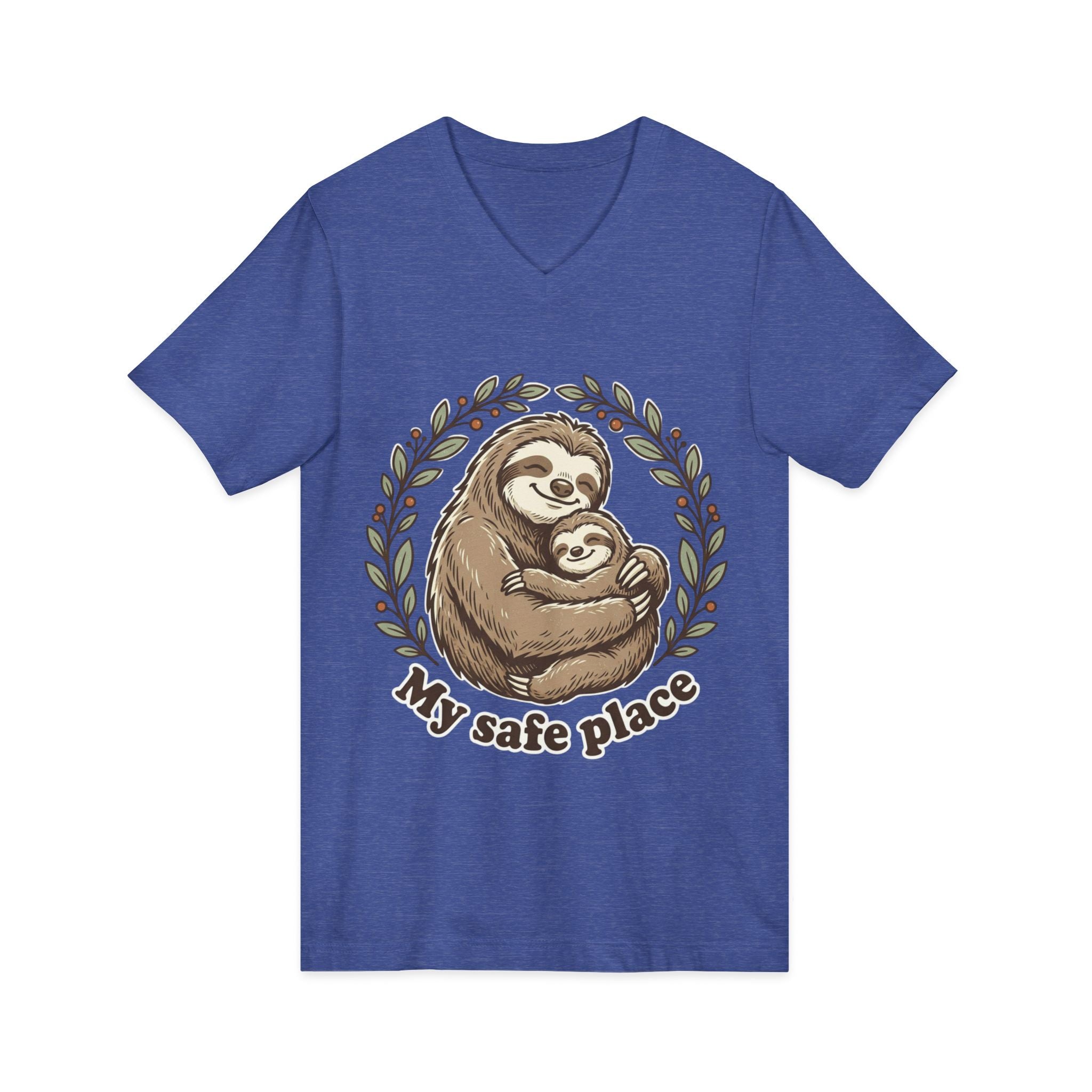Mama Sloth Hugging Baby My Safe Place Tee | Sloth Family Animal Illustration