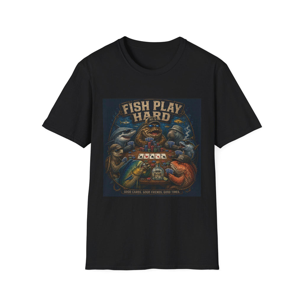 Fish Play Hard Poker Fish T-Shirt | Fishing Humor, Card Game Retro Art