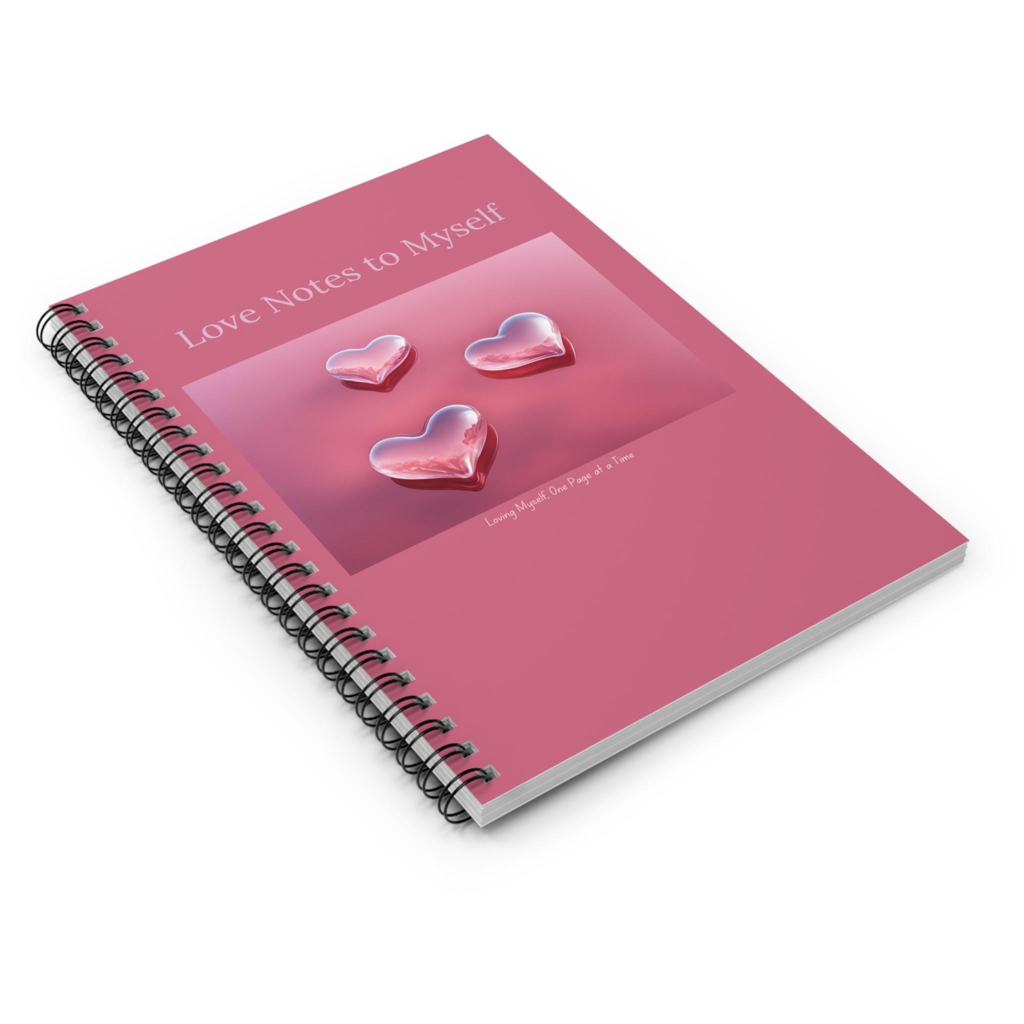 Love Notes to Myself Spiral Notebook | Pink Hearts Journal, Ruled Lined