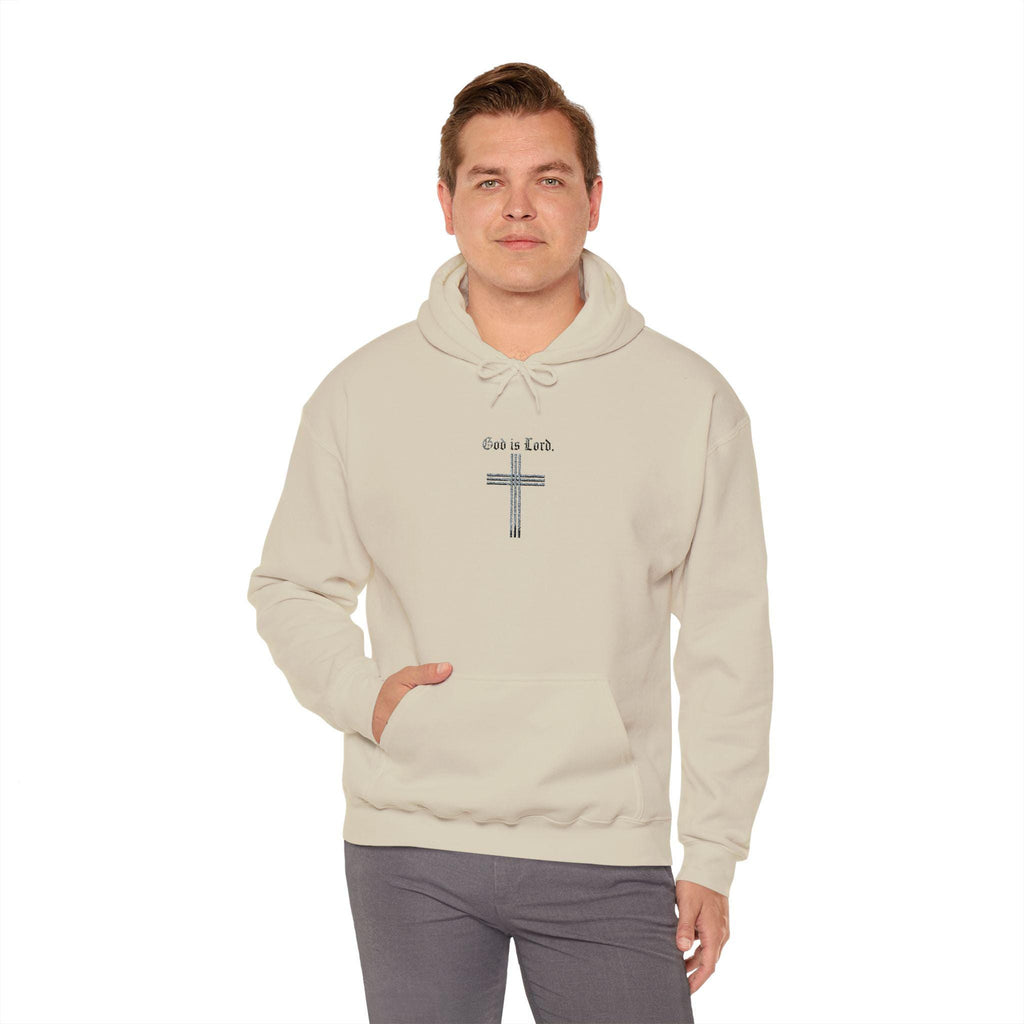 Faith Cross Illustration Hoodie | Floral Cross with "God is Lord" Script, Faith Hoodie, Christian Gift