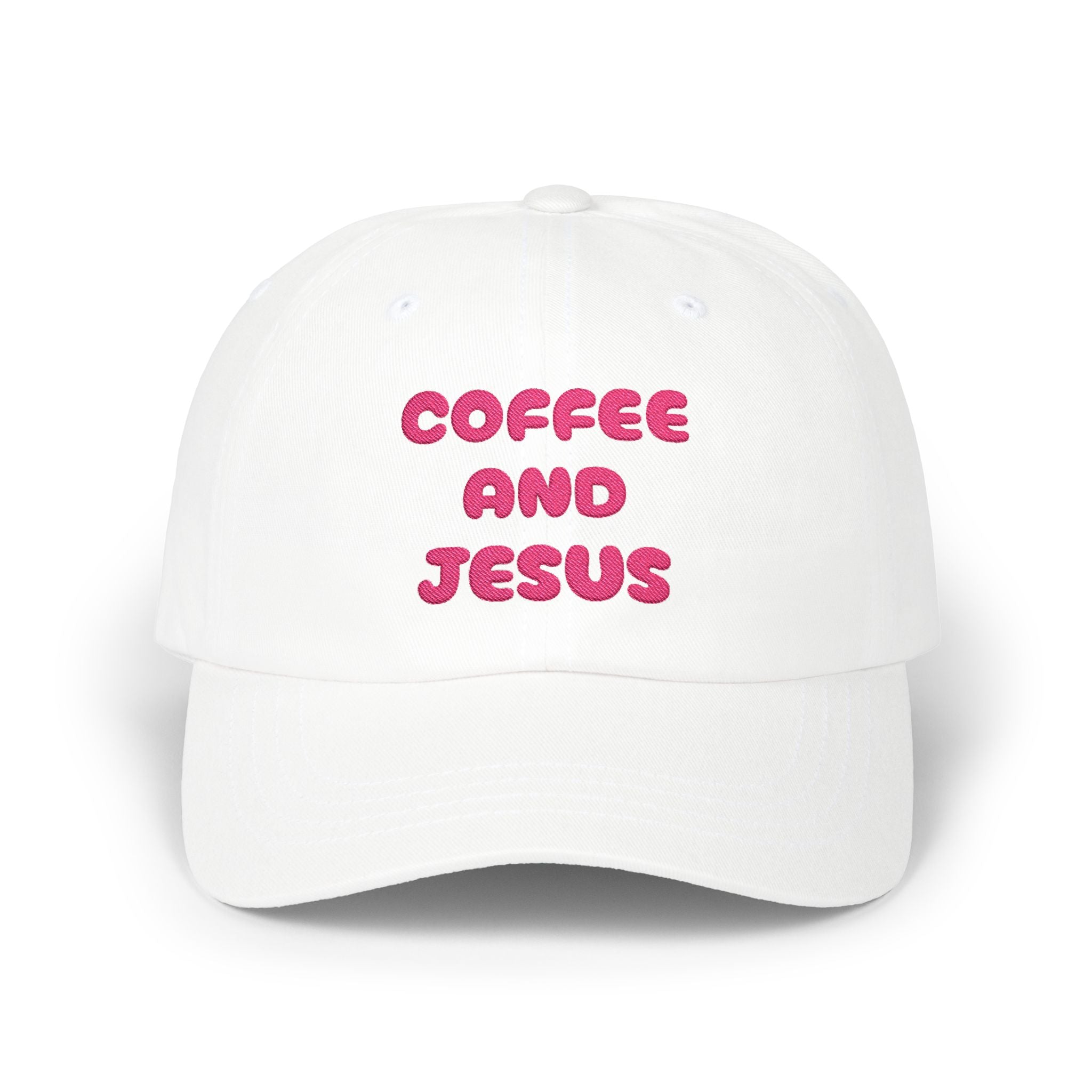 Coffee and Jesus Dad Cap | Christian Hat, Embroidered Script