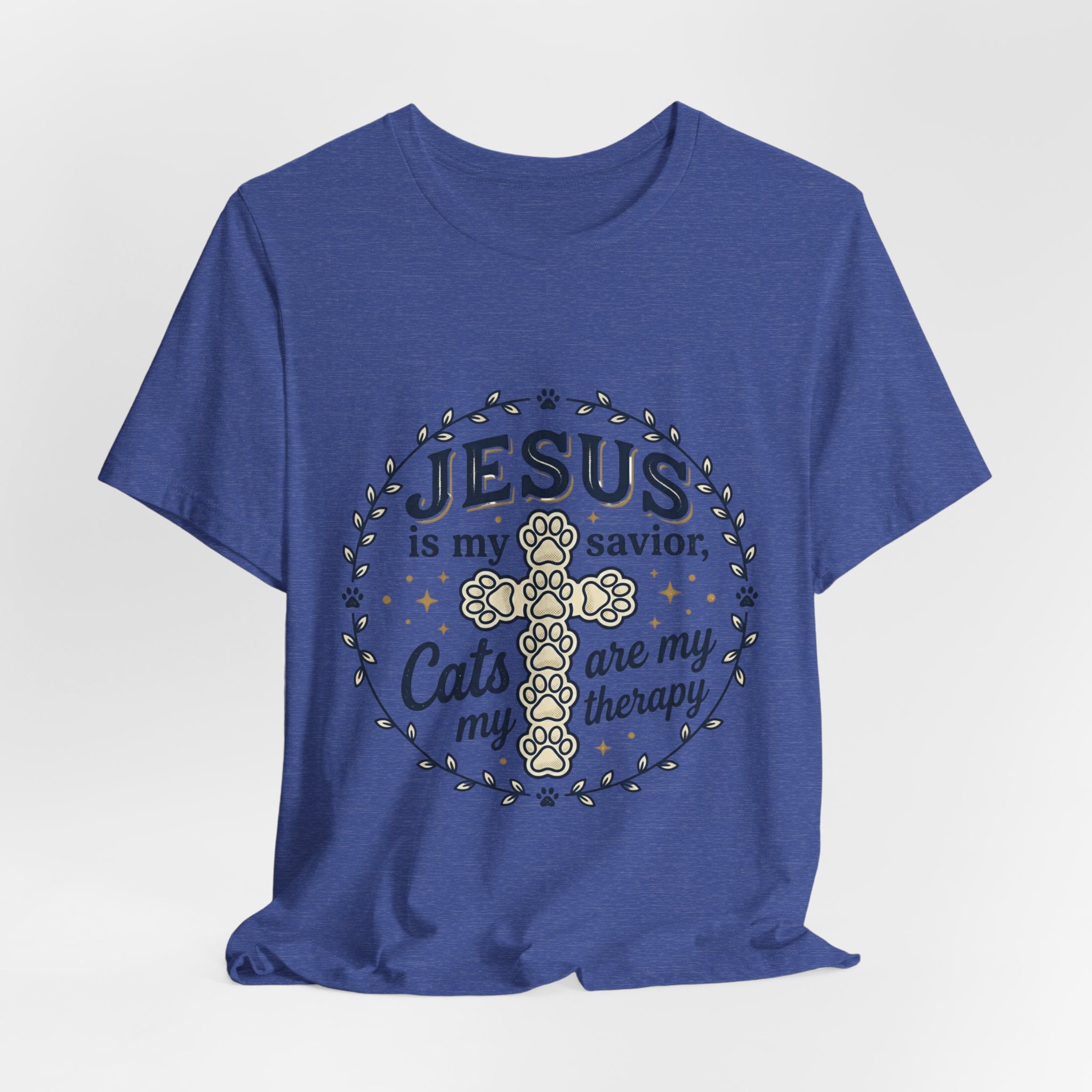 Jesus is my Savior Cats are my Therapy T-Shirt | Faith Cat Tee