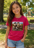 Two Cats Riding Tandem Bicycle Youth Tee | Cute Cat Kids Shirt, Girl's Gift