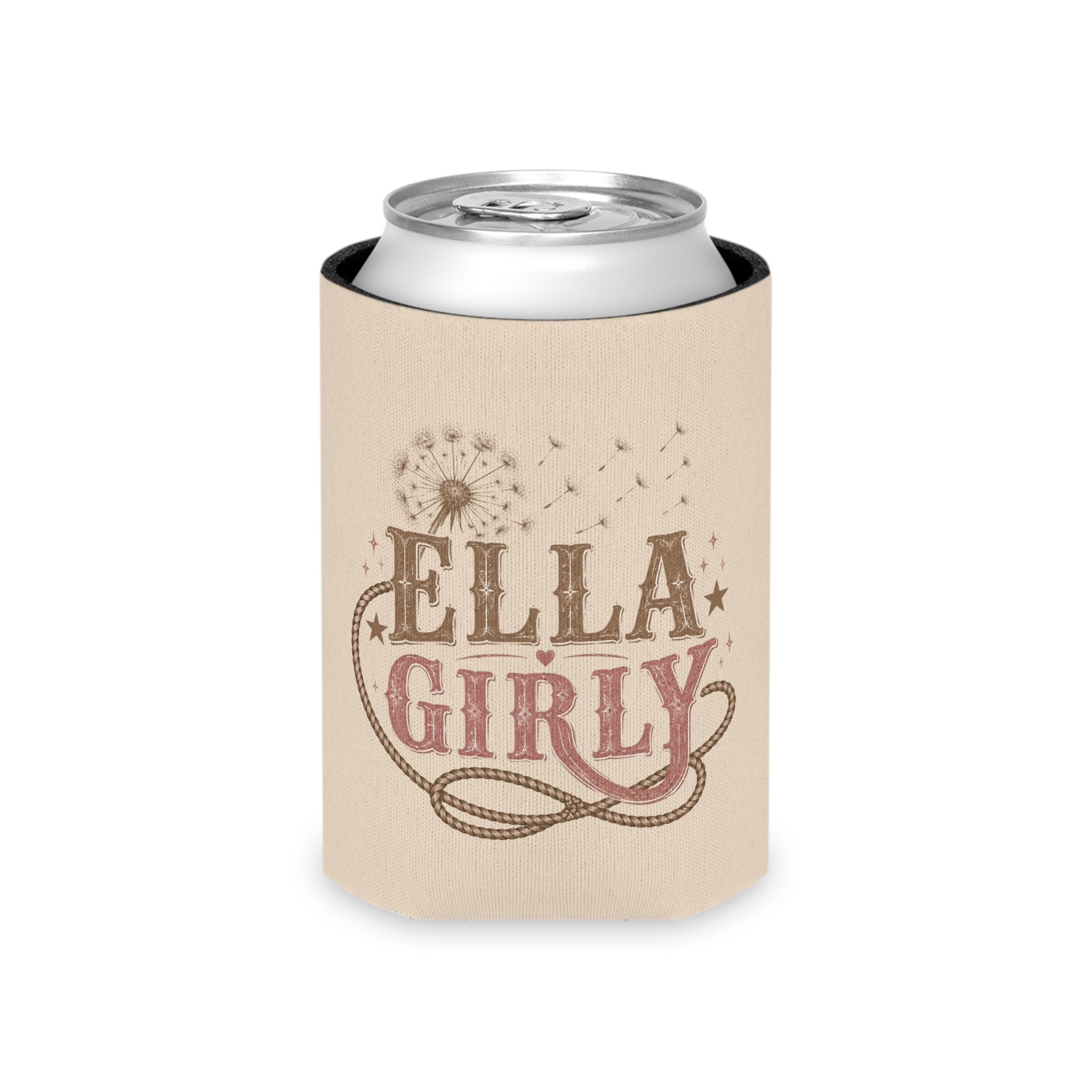 Ella Girly Can Cooler | Dandelion, Rope, Retro Western Typography