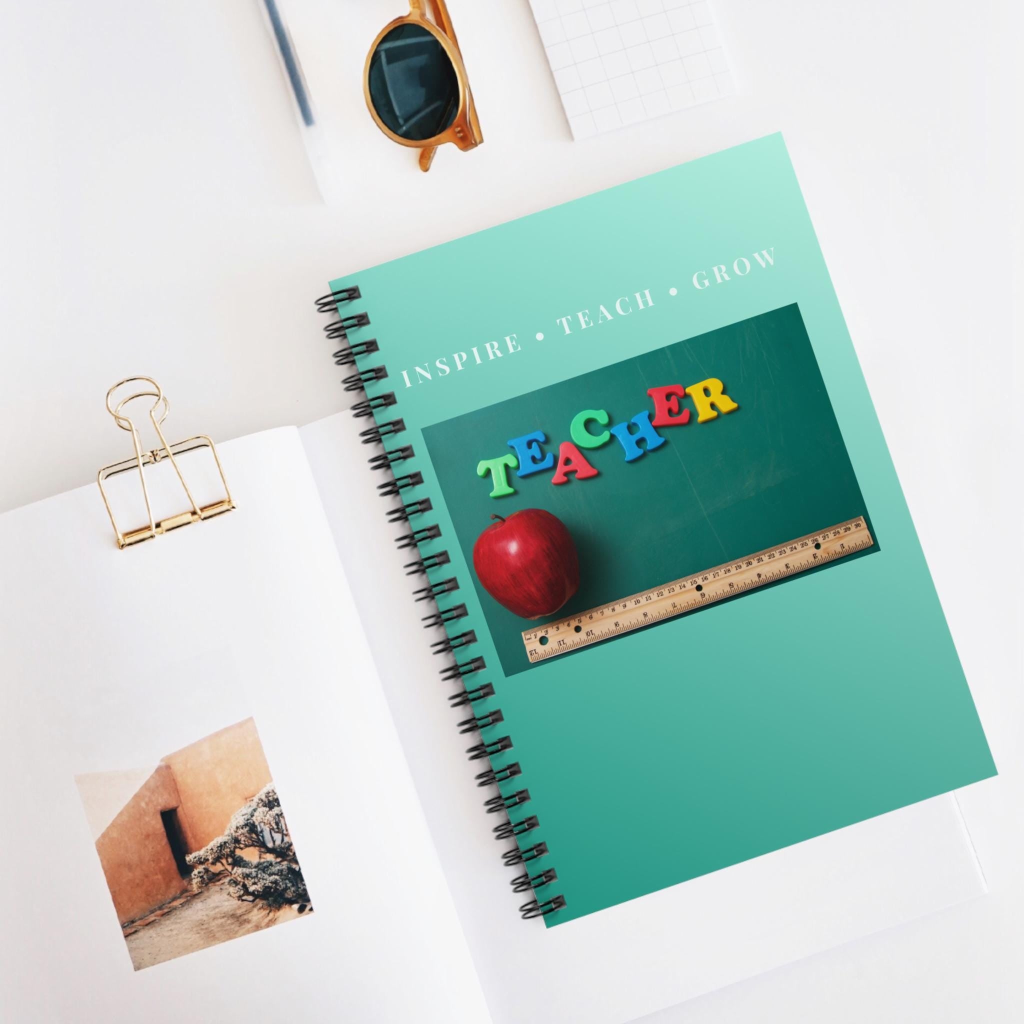 Teacher Apple Chalkboard Notebook | Spiral Ruled Journal