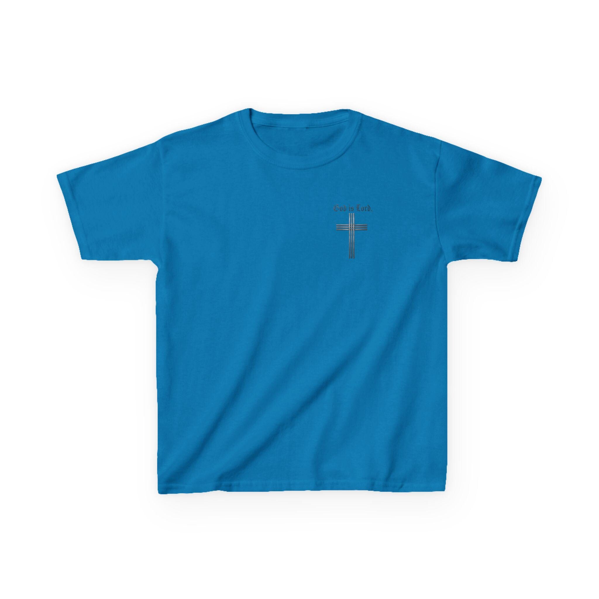 God Is Lord cross Kids Tee | Christian faith shirt, religious youth top, Christian Youth Gift