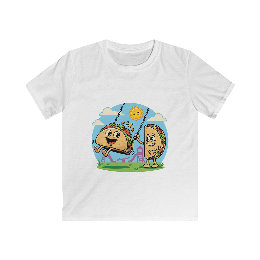 Playful Taco and Tortilla Kid Tee | Kids T-Shirt, Cute Food Cartoon