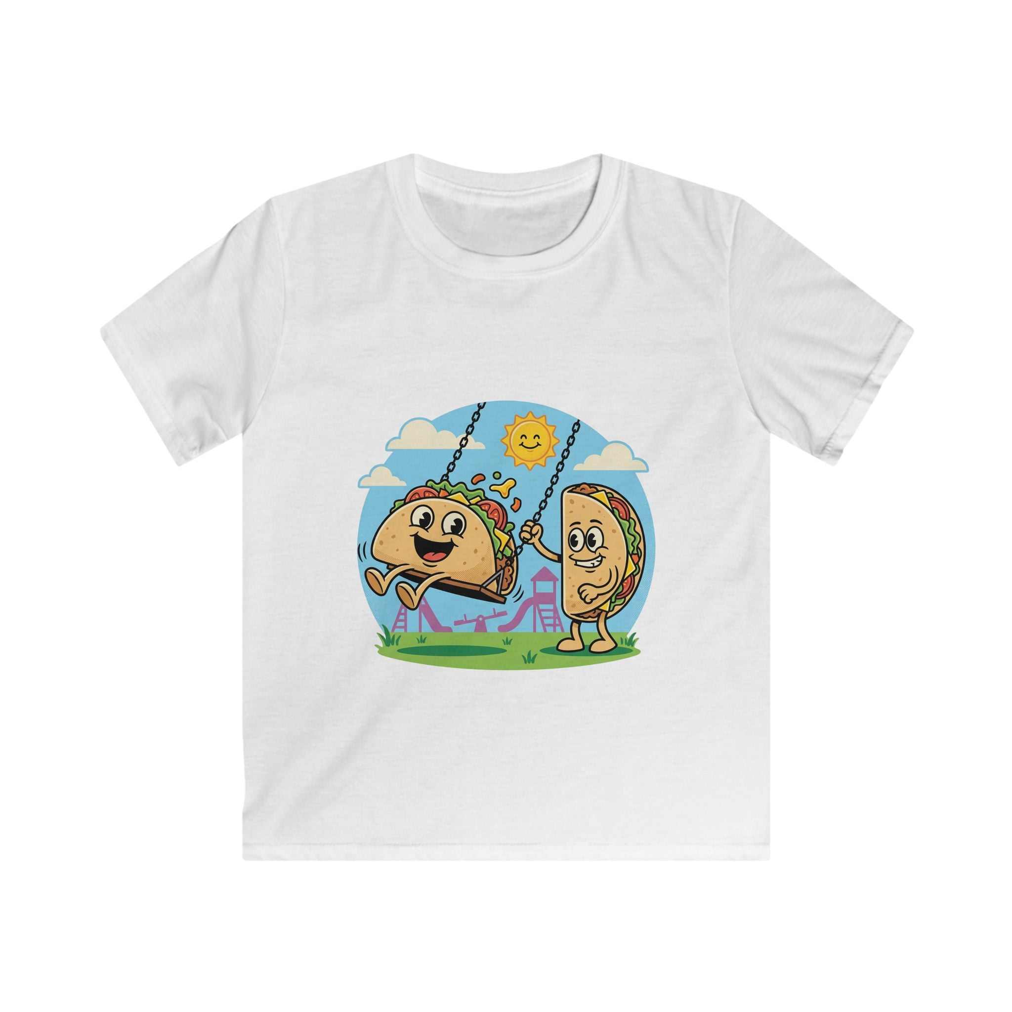 Playful Taco and Tortilla Kid Tee | Kids T-Shirt, Cute Food Cartoon