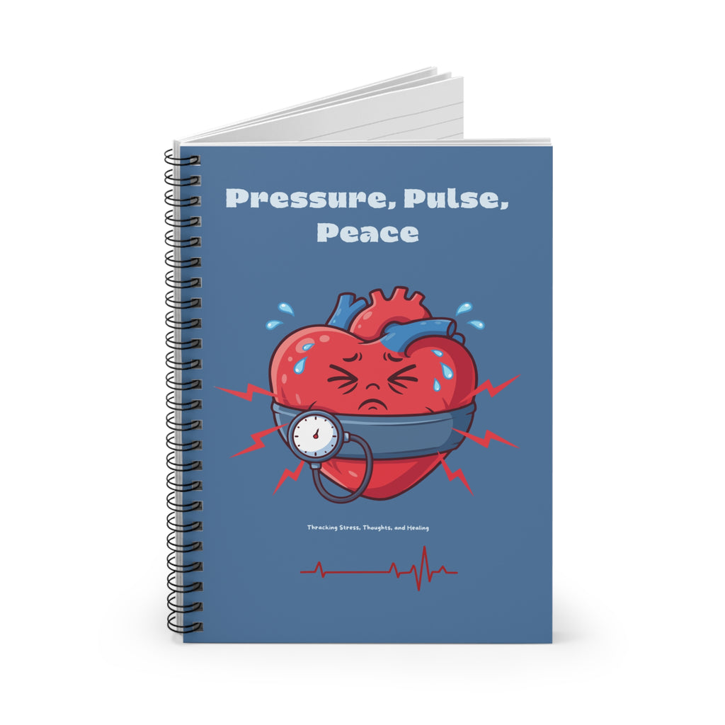 Pressure Pulse Peace Notebook | Spiral Ruled Journal, Heart Illustration