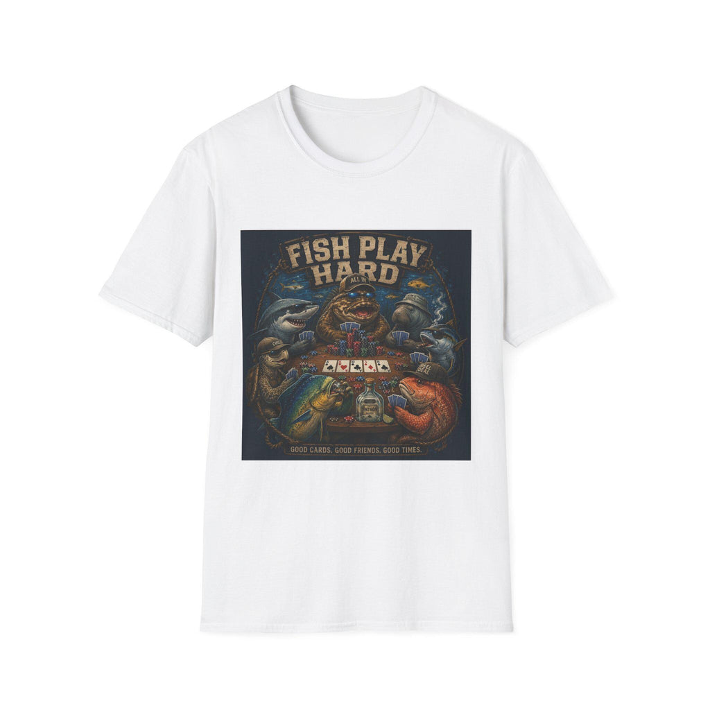 Fish Play Hard Poker Fish T-Shirt | Fishing Humor, Card Game Retro Art