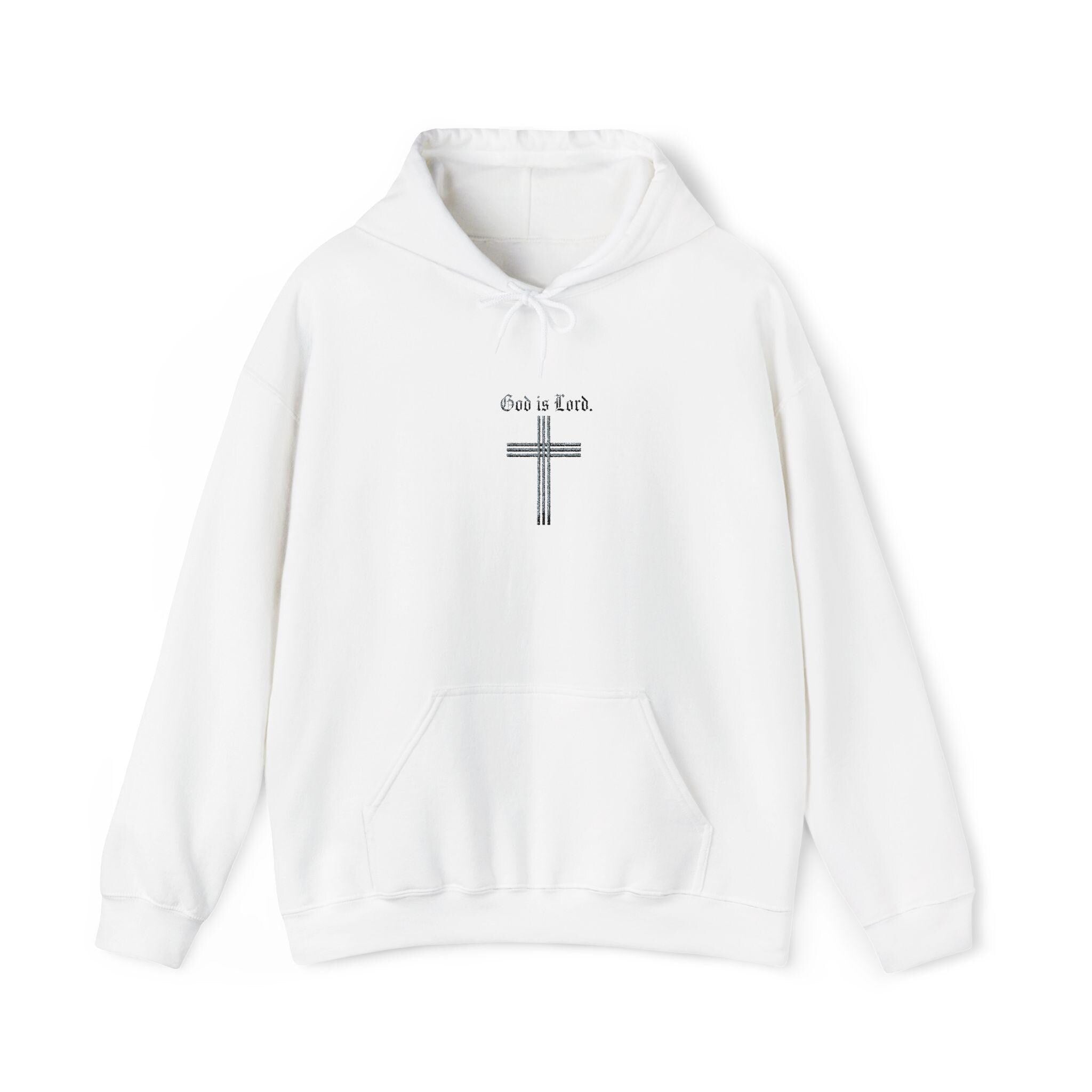 Faith Cross Illustration Hoodie | Floral Cross with "God is Lord" Script, Faith Hoodie, Christian Gift