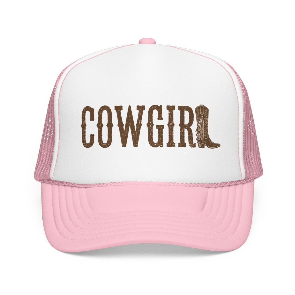 Cowgirl boot lettering Foam Trucker Hat | Western cowgirl cap