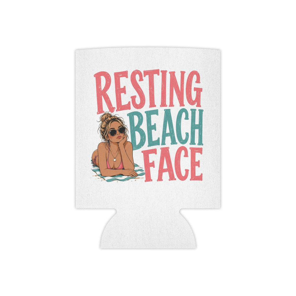 Can Cooler — “Resting Beach Face” Funny Beach Drink Koozie