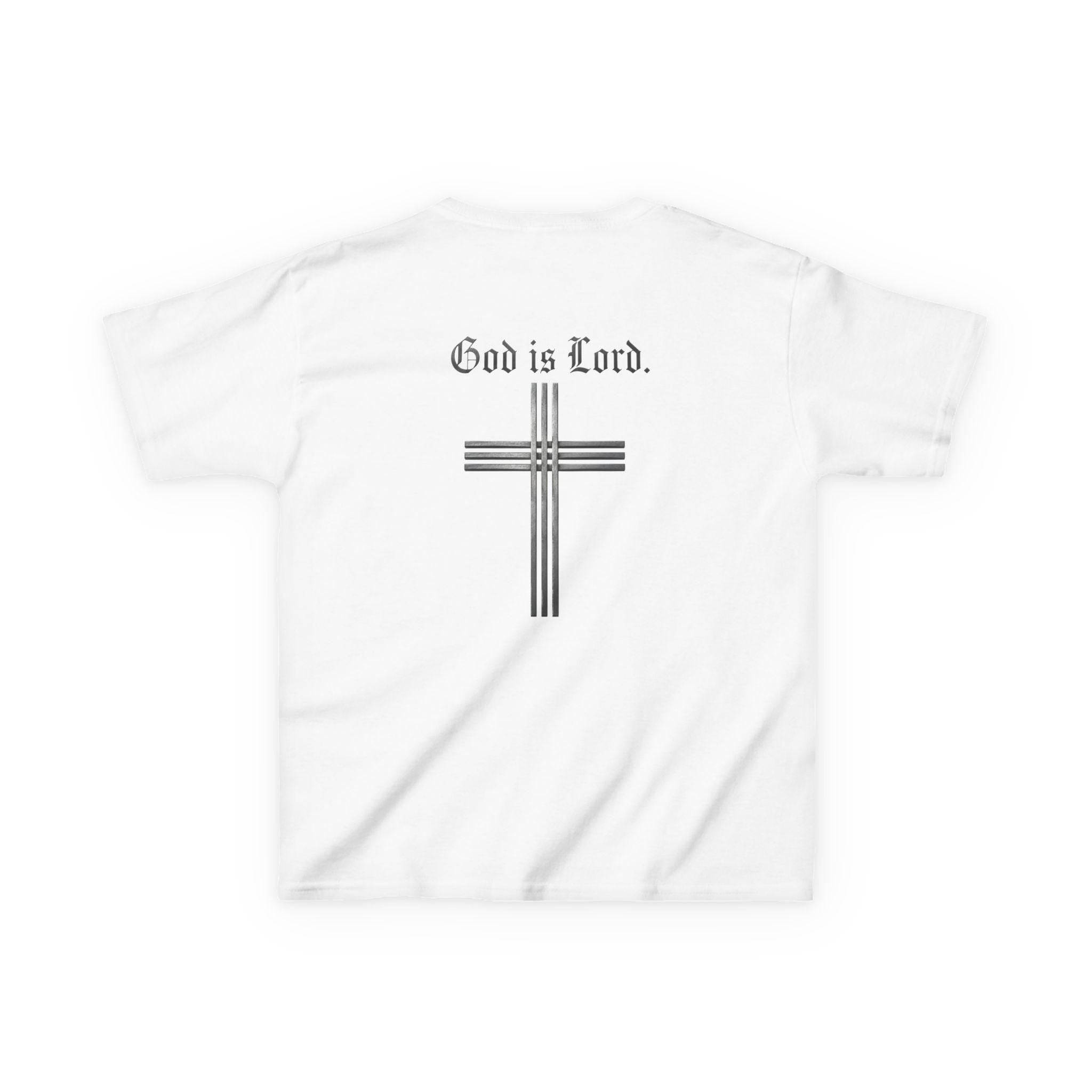 God Is Lord cross Kids Tee | Christian faith shirt, religious youth top, Christian Youth Gift