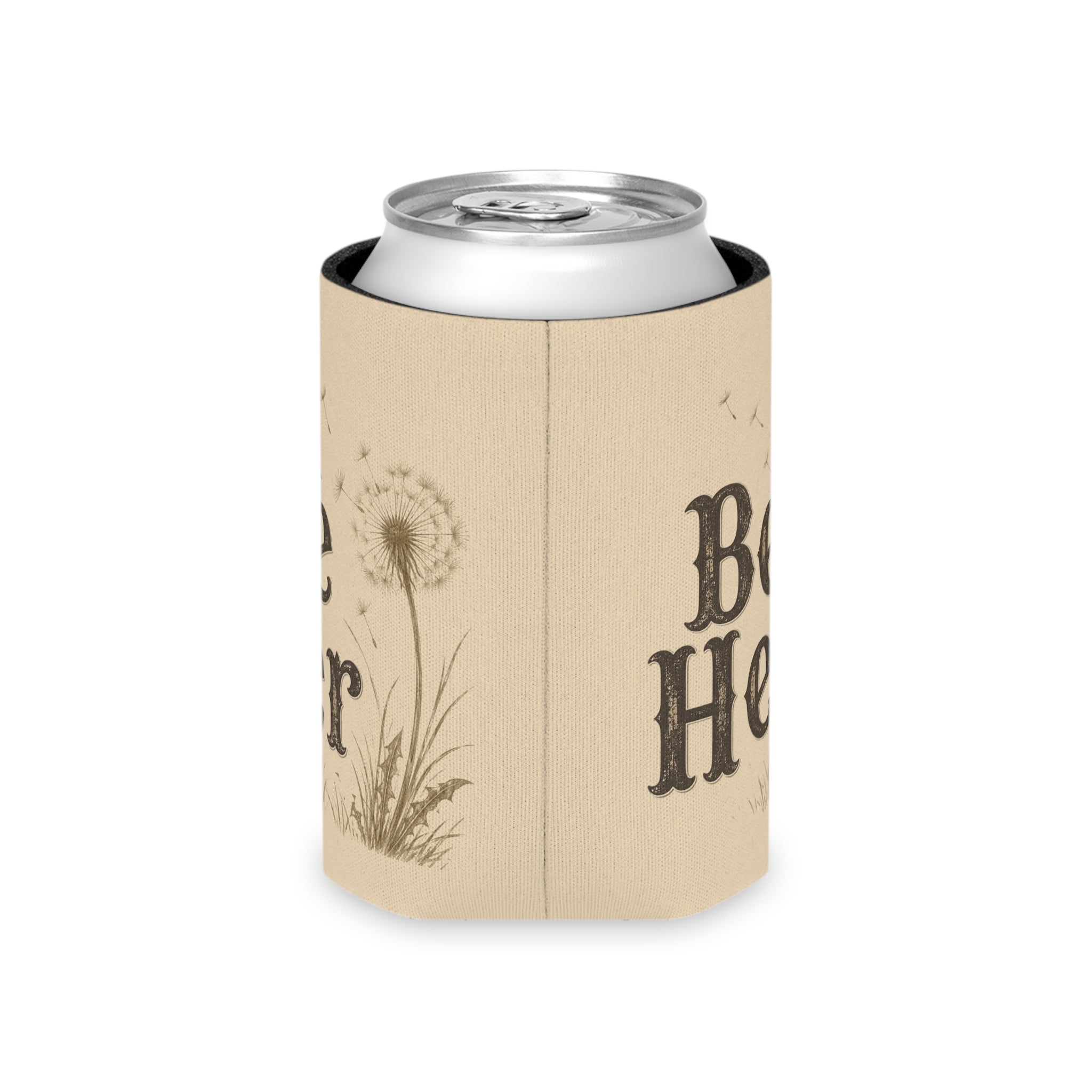 Be Her Can Cooler | Dandelion Illustration, Beige Foam Koozie