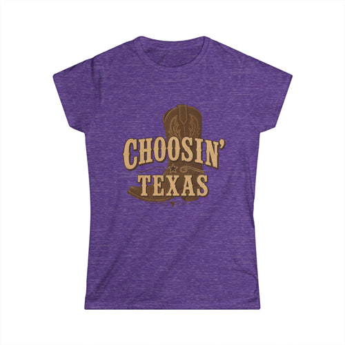 Choosin' Texas,  Cowboy Boot T-Shirt, Western Texas Women's Fitted T-Shirt, Cowgirl Gift, Country Music Inspired Tee