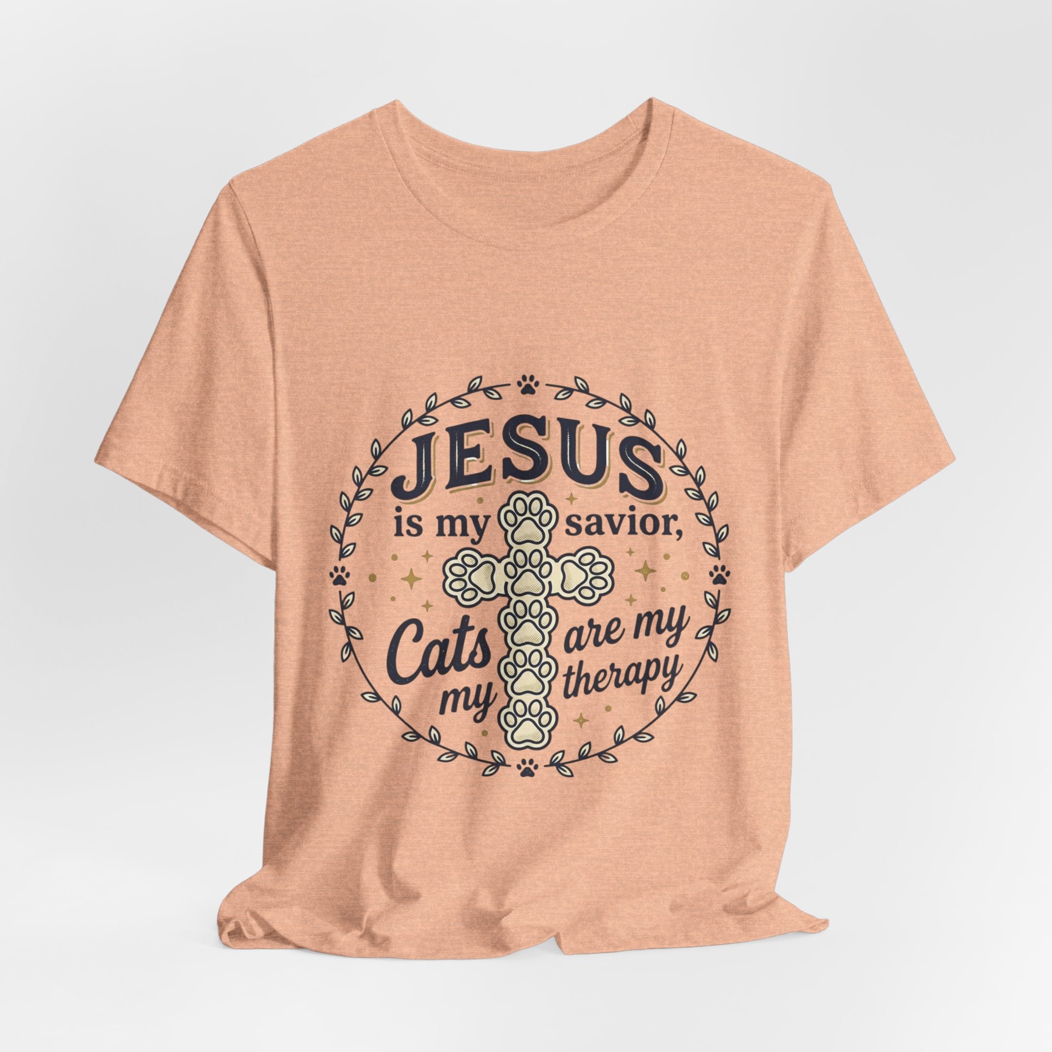 Jesus is my Savior Cats are my Therapy T-Shirt | Faith Cat Tee