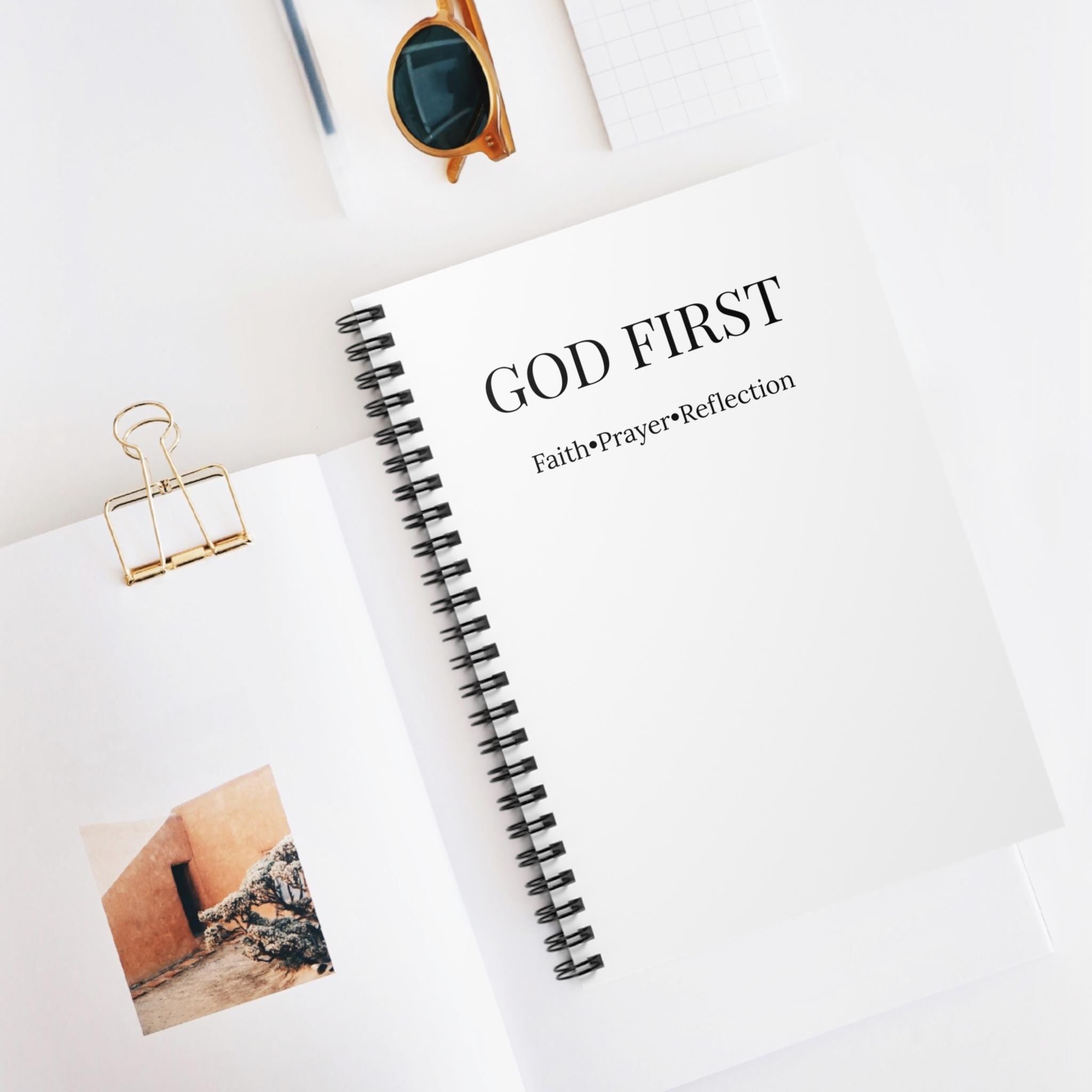 God First Faith Prayer Reflection Spiral Notebook | Ruled Journal