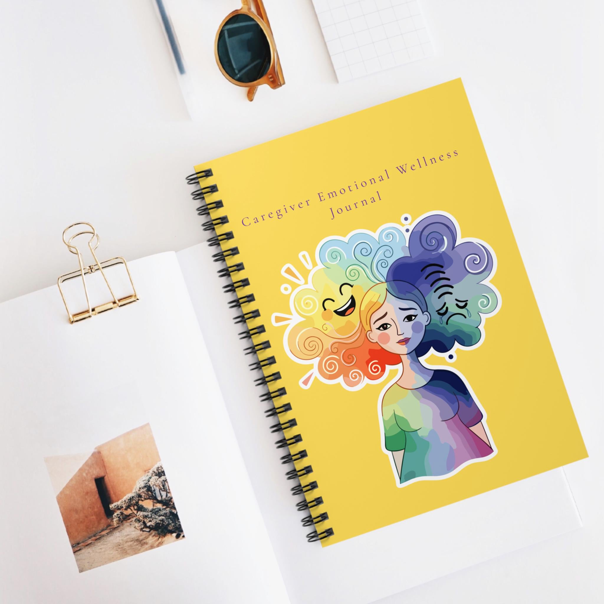 Caregiver Emotional Wellness Journal Spiral Notebook | Emotional Health, Mood Illustration