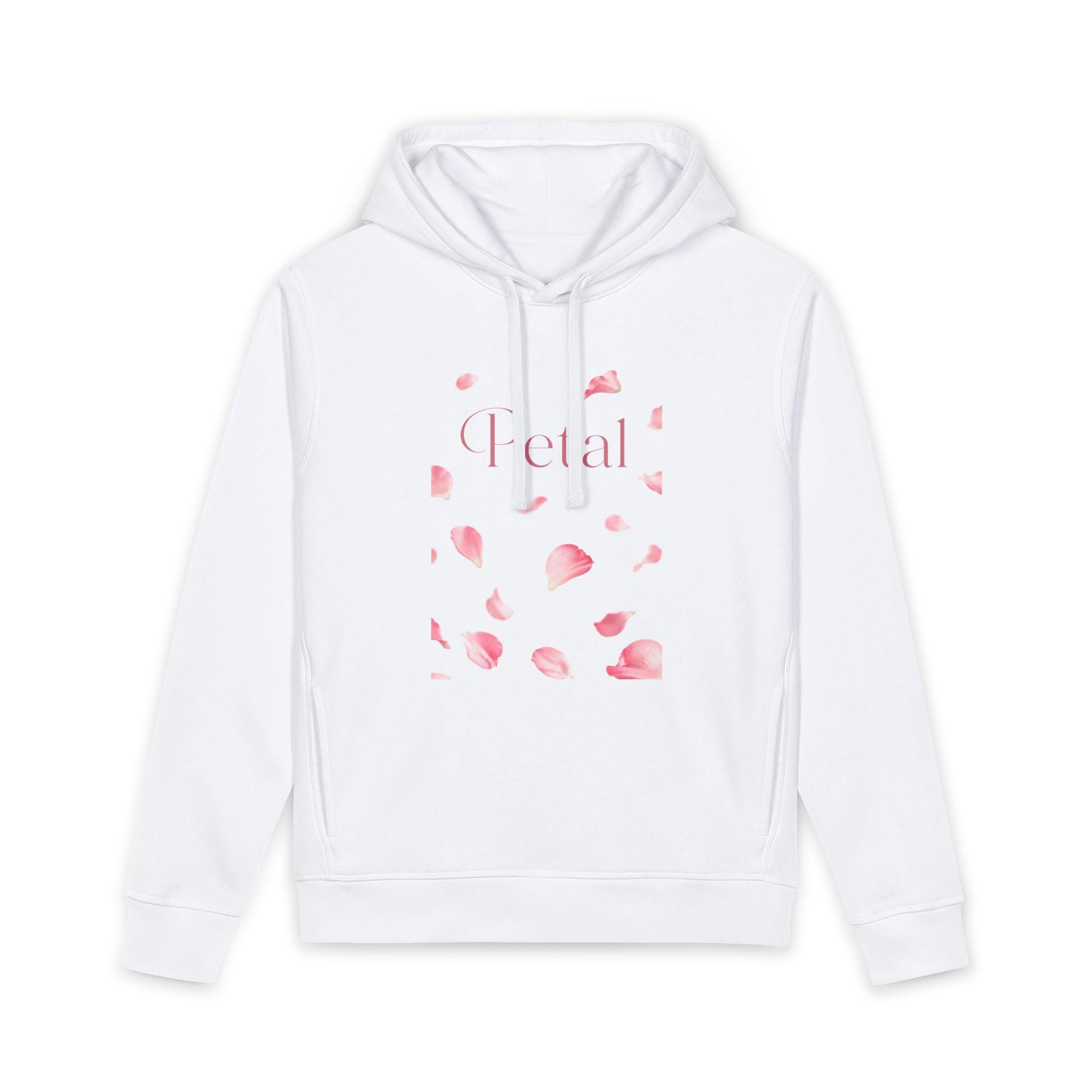 Petal Print Hoodie | Pink Rose Petals Graphic, Music Inspired Print