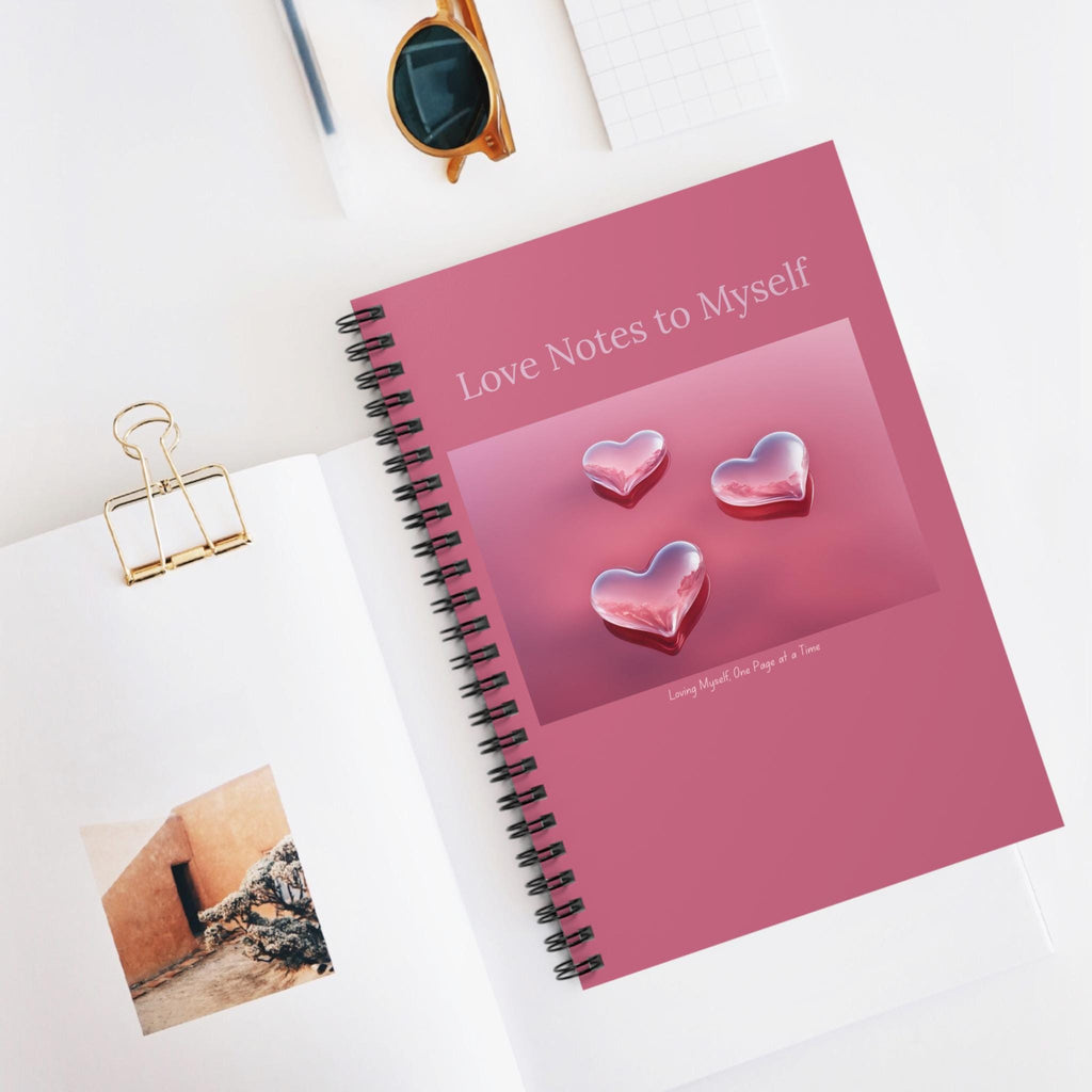 Love Notes to Myself Spiral Notebook | Pink Hearts Journal, Ruled Lined