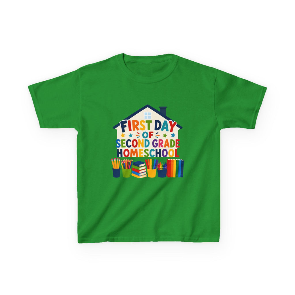 First Day of Second Grade Homeschool Kids Tee, Colorful School Supplies, Homeschool T-Shirt, Homeschool Gift for Kids