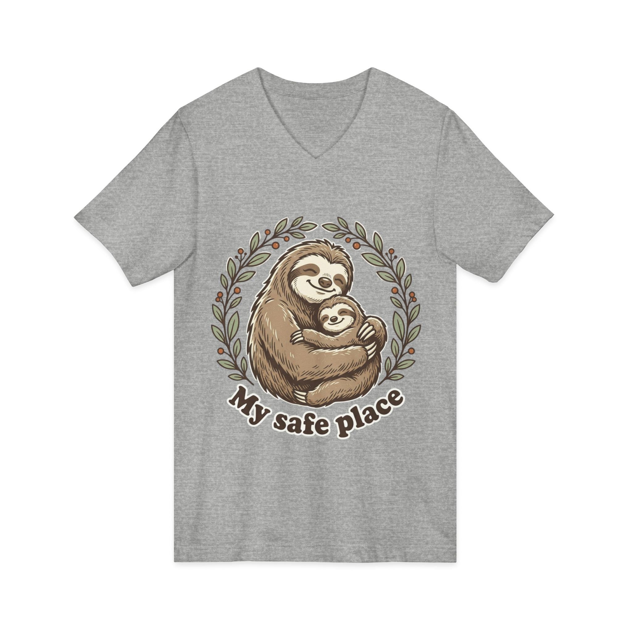 Mama Sloth Hugging Baby My Safe Place Tee | Sloth Family Animal Illustration