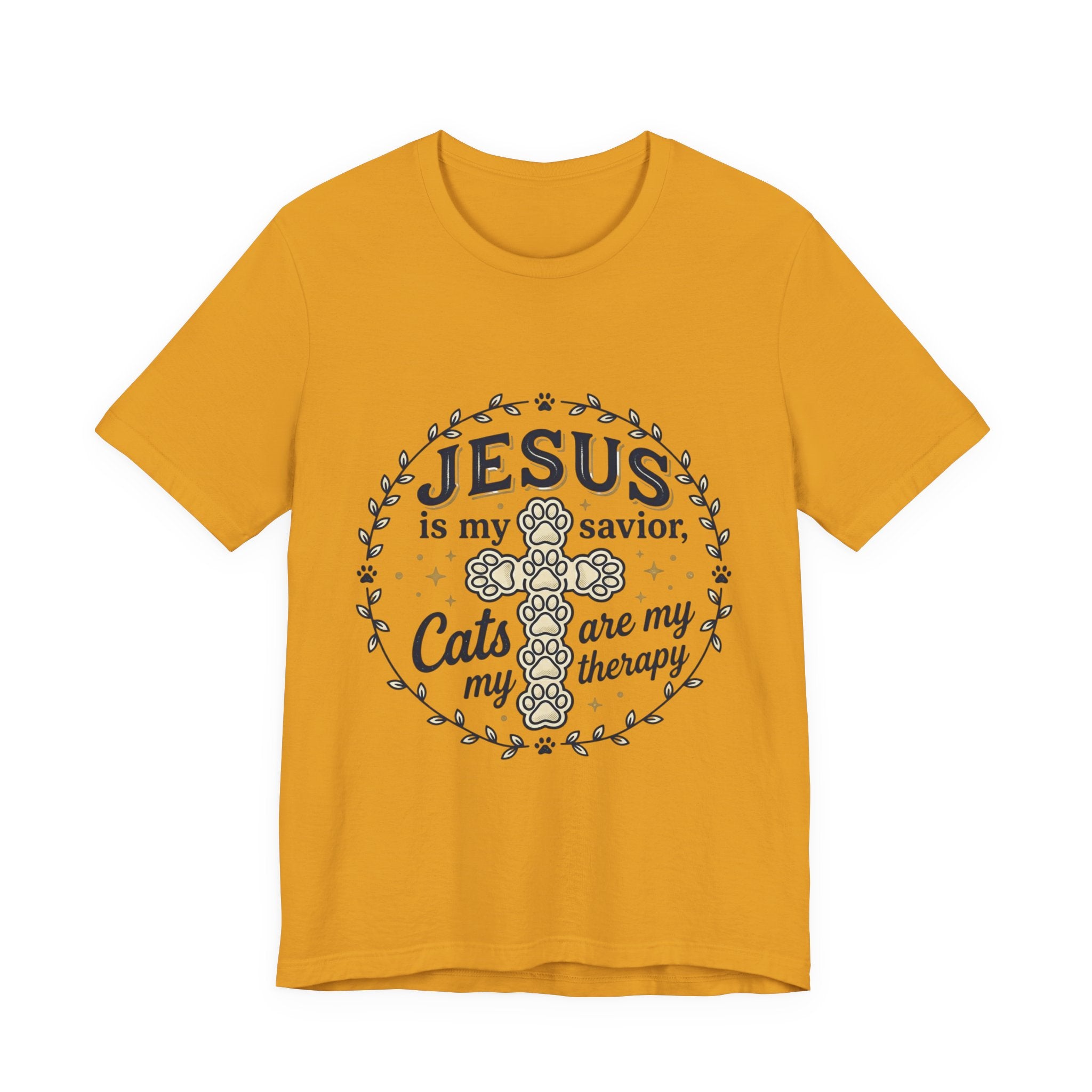 Jesus is my Savior Cats are my Therapy T-Shirt | Faith Cat Tee