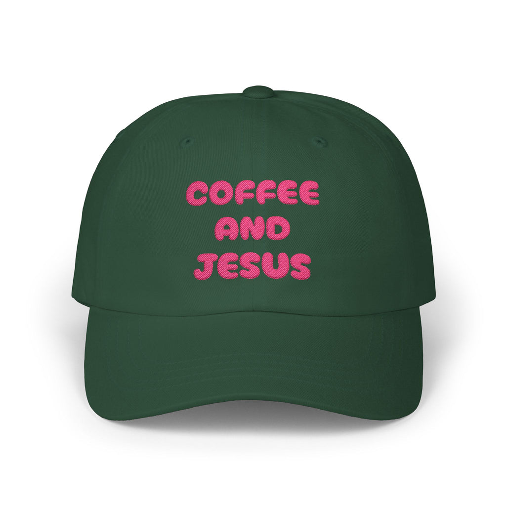 Coffee and Jesus Dad Cap | Christian Hat, Embroidered Script