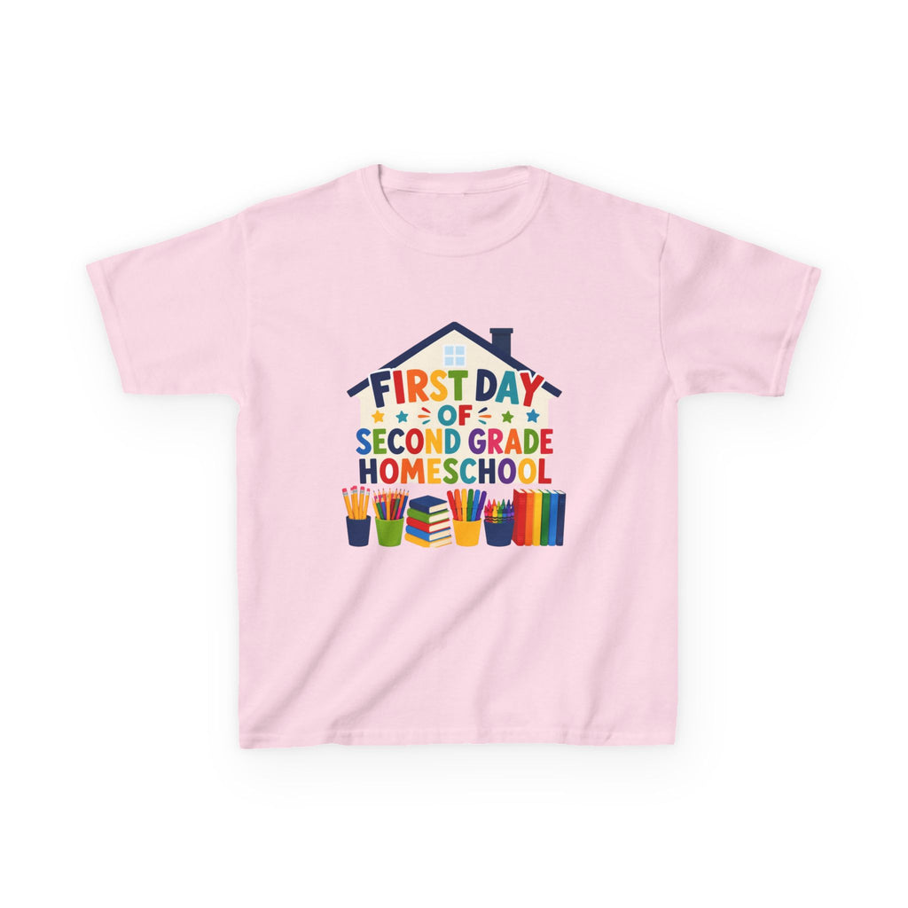 First Day of Second Grade Homeschool Kids Tee, Colorful School Supplies, Homeschool T-Shirt, Homeschool Gift for Kids