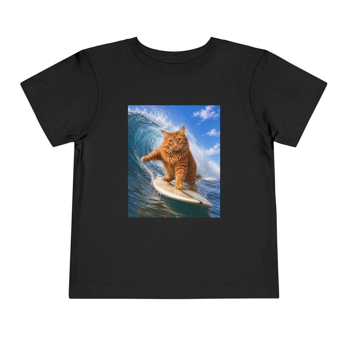 Surfing Ginger Cat Toddler Tee | Cute Surf Cat Graphic