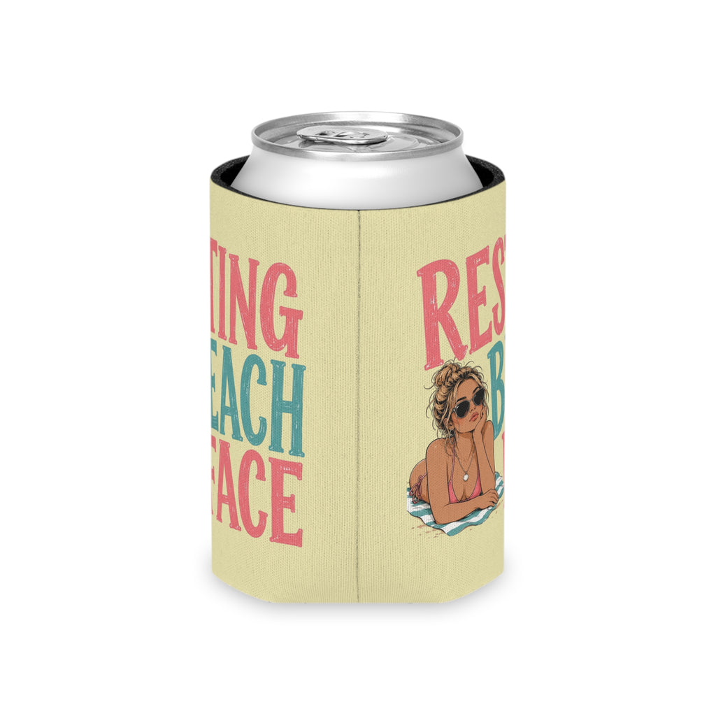 Can Cooler - "Resting Beach Face" Summer Drink Koozie
