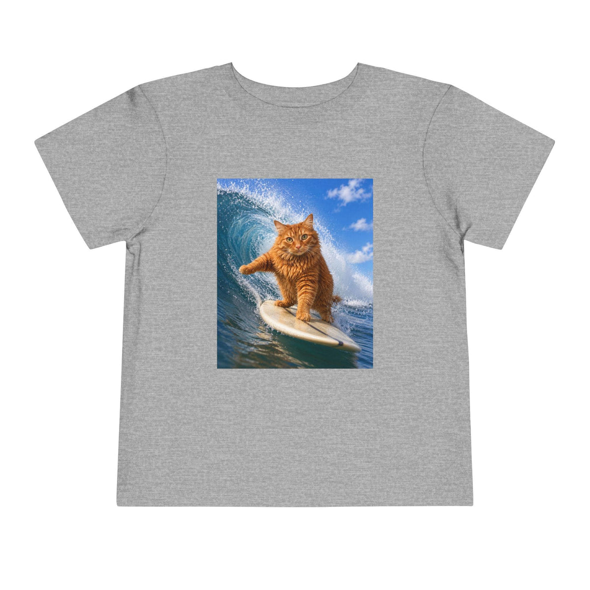 Surfing Ginger Cat Toddler Tee | Cute Surf Cat Graphic