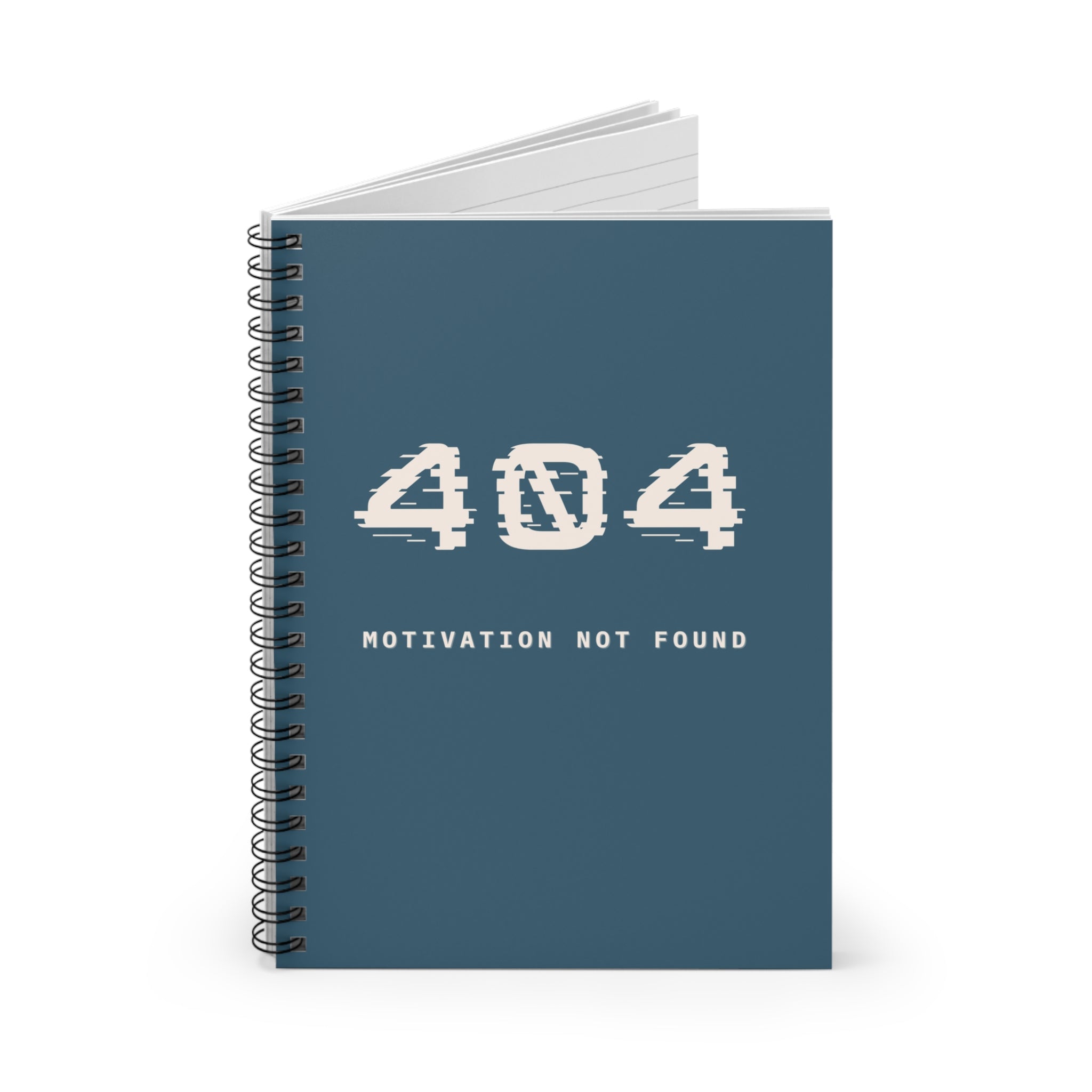 404 Motivation Not Found Spiral Notebook | Tech Humor Ruled Journal