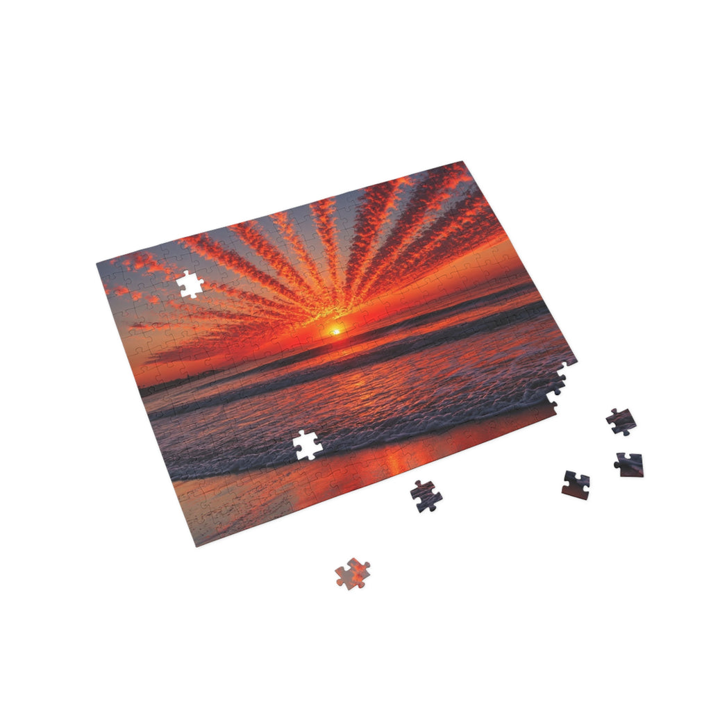 Sunrise Radiance Puzzle, Beach Sunset Ocean Waves Jigsaw Puzzle, Sunrise Gifts, Puzzle Lovers Gift