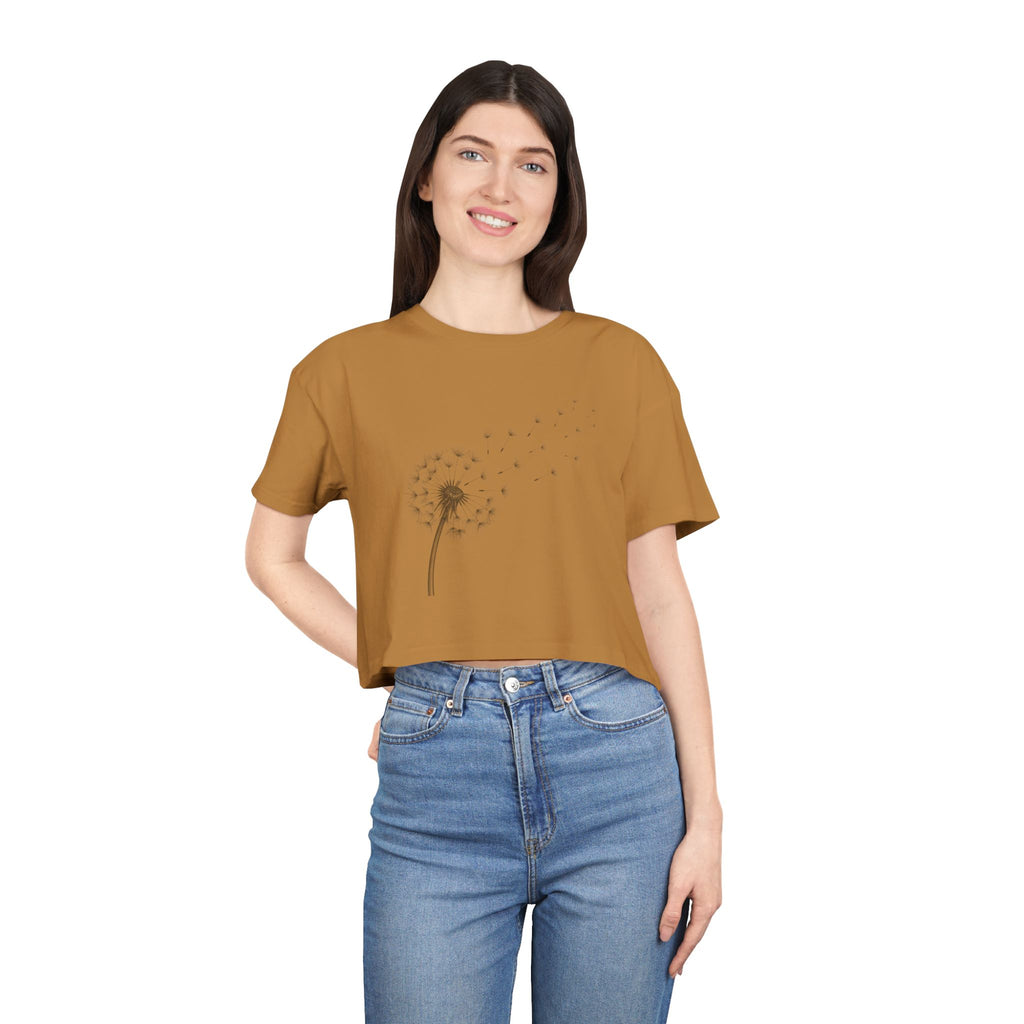 Dandelion Puff Crop Tee | Simple Botanical Illustration