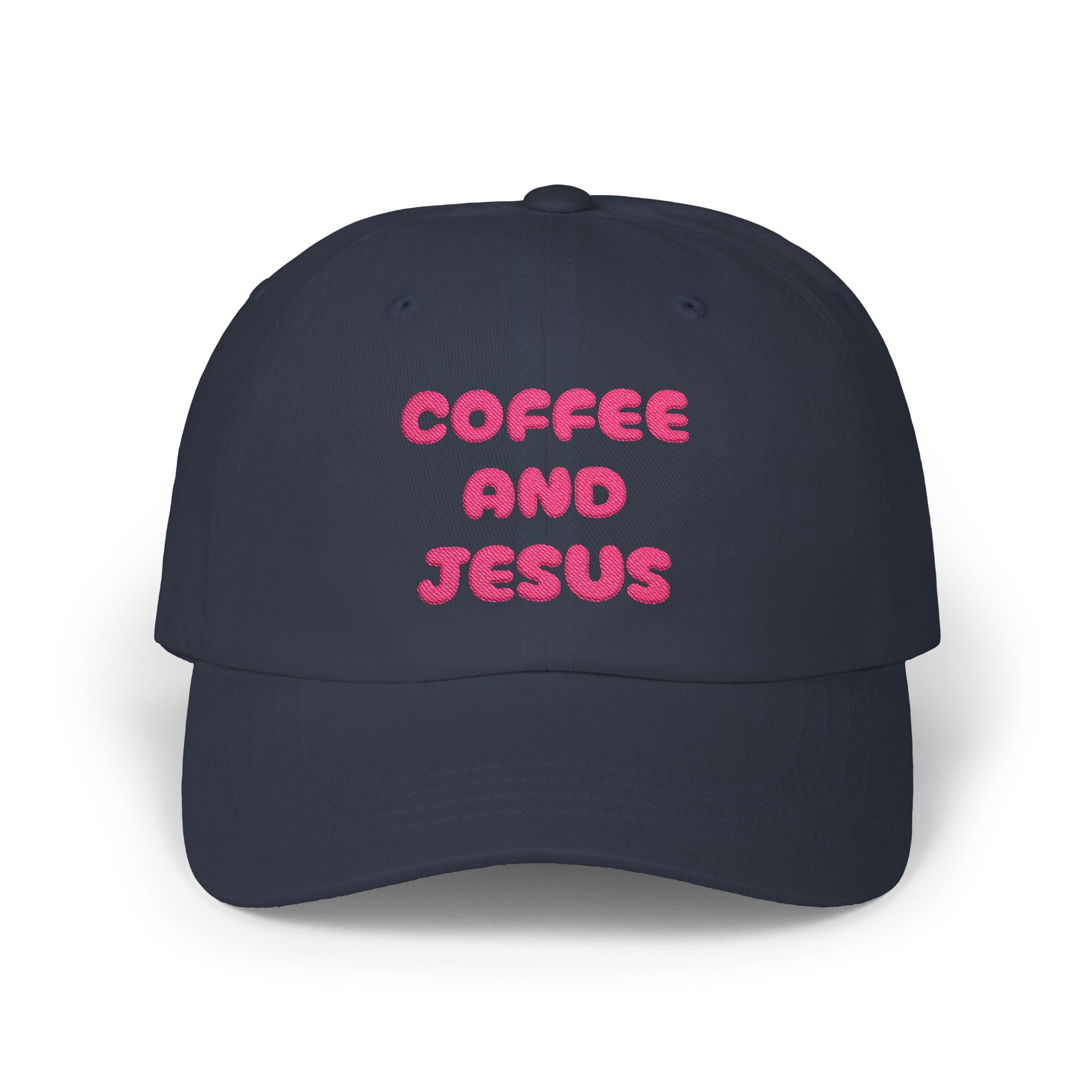 Coffee and Jesus Dad Cap | Christian Hat, Embroidered Script