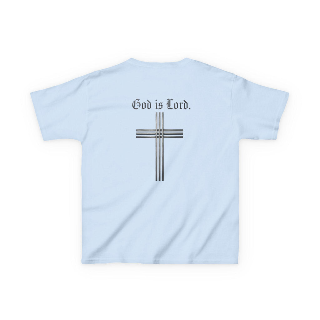 God Is Lord cross Kids Tee | Christian faith shirt, religious youth top, Christian Youth Gift