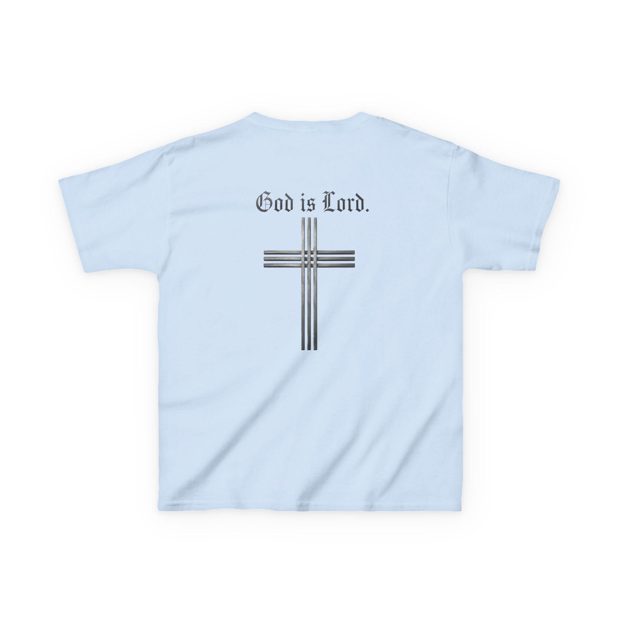 God Is Lord cross Kids Tee | Christian faith shirt, religious youth top, Christian Youth Gift