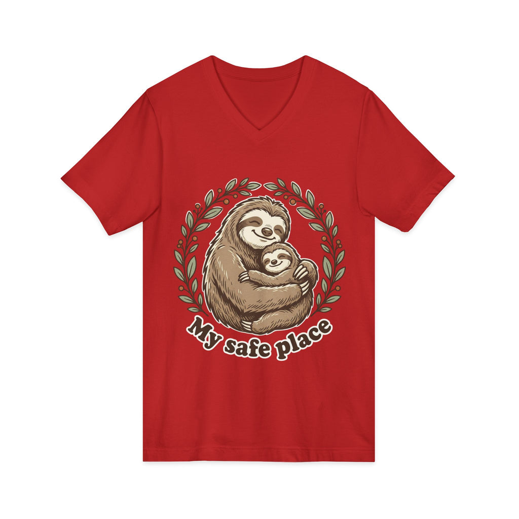 Mama Sloth Hugging Baby My Safe Place Tee | Sloth Family Animal Illustration