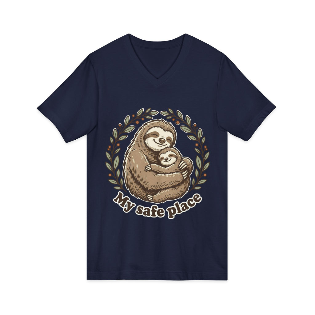 Mama Sloth Hugging Baby My Safe Place Tee | Sloth Family Animal Illustration